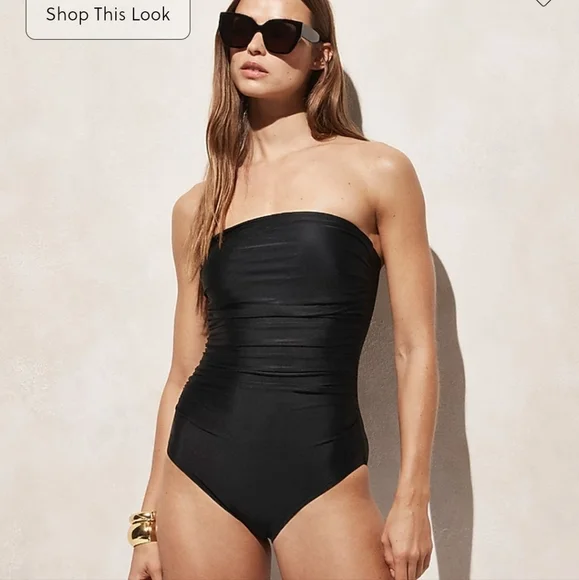 J Crew Ruched bandeau one-piece swimsuit, NWT, Sz 10 Navy - Picture 5 of 11